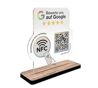 Support pour évaluation Google NFC et code QR - Panneau / affichage pour évaluations pour comptoir, réception, cabinet, restaurant, studio - Présentoir d'évaluation pour commentaires des clients