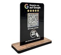 Support pour évaluation Google NFC & QR Code - Panneau / affichage pour évaluations pour comptoir, réception, cabinet, restaurant, studio - Plaque d'évaluation pour les commentaires des clients