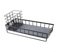 Support pour évier de cuisine avec tampon en pierre de diatomée à séchage rapide pour surfaces propres et sèches (noir)