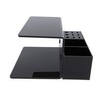 Support pour extensions de cils, organiseur en acrylique noir brillant avec fentes en U et 9 trous pour outils, idéal pour les salons de coiffure, les écoles, les écoles (Schwarz)