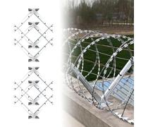 Support pour fil barbelé, supports d'extension pour fil barbelé, supports galvanisés pour rouleau de fil de clôture concertina, étagère pour fil de clôture barbelée pour protection(4pair)