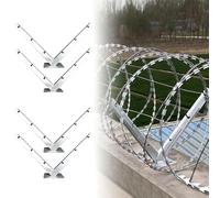 Support pour fil barbelé, supports d'extension pour fil barbelé, supports galvanisés pour rouleau de fil de clôture concertina, étagère pour fil de clôture barbelée pour protection(2pair)