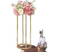 Support pour fleurs de table de mariage, design cylindrique, finition dorée