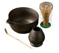 Support pour fouet à thé - Ensemble de préparation de matcha en bambou - Ensemble de fabrication de matcha avec bol et bec verseur, ensemble de 4 pièces pour fabrication de matcha traditionnel en