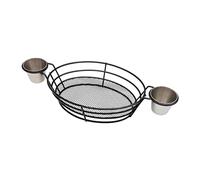 Support pour frites, panier alimentaire, cône de friture en métal, avec deux bols à tremper pour collations et apéritifs, idéal pour les fêtes de camping, les pique-niques, les événements, support de