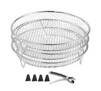 Support Pour Friteuse À Air - Ensemble De 3 Paniers De Gril En Acier, Plateau Rond Carré Rectangulaire En, Support De Cuisine Polyvalent Avec Résistance À Haute Température | Cuisson Vapeur Séc
