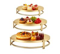 Support pour gâteau 3 pièces en acier inoxydable doré Dessert Cupcake Party | Présentoir à gâteaux pour charcuterie, biscuits, buffets, collations, desserts, fête de remise de diplôme, anniversaire
