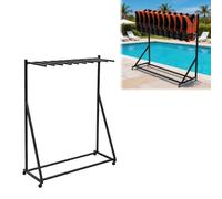 Support pour Gilets de Sauvetage,étagère de Rangement pour équipements de Piscine avec roulettes pivotantes,Organisateur de Quai pour Marinas,présentoirs de Vente au détail(Black,4-Tier)