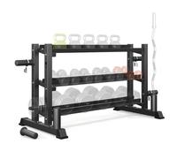 Support pour haltères Rack de rangement à 3 niveaux pour kettlebells haltères et disques de musculation olympiques 1 100 livres