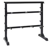 Support pour haltères - vidaXL - Noir - 99x45x95,5 cm - Acier peint par poudre - 7 porte-haltères - 8 crochets