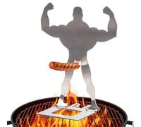 Support pour hot-dog, design de support musculaire humain, outil de saucisse réutilisable en acier inoxydable, accessoire de barbecue amusant pour grillades en plein air, support de viande portable