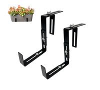 Support pour jardinière en fer, crochet pour pot de fleurs, étagère suspendue réglable pour installation sur balustrade de balcon et clôture (1 paire, noir)