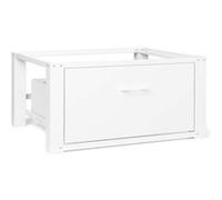 IDMarket Support pour machine à laver 63 x 54 cm – Socle réhausseur en métal avec tiroir Blanc G