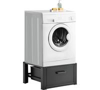 [en.casa] Kit de Superposition Intercalaire Lave-Linge Sèche-Linge Support avec Tiroir Acier Aluminium Noir 63 x 54 x 31 cm