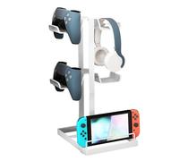 Support pour manettes de jeux vidéo, organisateur de bureau à 2 niveaux avec console et rangement | Porte-écouteurs et télécommandes - Pour centre de divertissement, maison, chambre et T