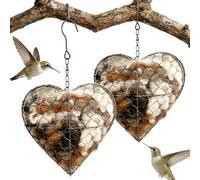 Support pour matériaux de Nidification, Nid d'oiseau en Forme de cœur Fait Main, Abri d'hiver pour Oiseaux Sauvages, Nichoirs pour colibris, Cadeaux pour Le Jardin, Décoration extérieure(2pcs)