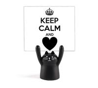 Support pour mémo avec citation « Keep Calm and Love » - Motif chat noir
