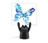 Support pour mémo en forme de chat noir avec flûte bleue