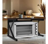 Support pour Micro Onde Micro-ondes à niveau unique Rangement four micro-ondes Bois + tuyau galvanisé (54 * 35 * 34.6cm) Couleur jaune noyer/noir noyer/couleur érable blanc (noir noyer)