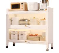 Support pour micro-ondes à 3/4/5 niveaux et étagère de boulanger de cuisine avec porte rabattable, buffet polyvalent pour épices, plats, casseroles et poêles, solution de rangement (100 cm)