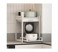 Support pour micro-ondes avec tiroir, étagère à micro-ondes à 2 niveaux, design amovible, support de comptoir blanc indépendant, parfait pour le rangement de la cuisine et du salon