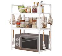 Support pour micro-ondes de cuisine, étagère pour micro-ondes avec crochets | Étagère à épices double couche pour machine à pain pour maison, cuisine, dortoir, camping-car et usage quotidien