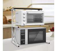 Support pour micro-ondes Étagère de cuisine à 2 niveaux Étagère à épices en bois et acier 54x30x65cm couleur bois