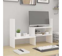 vidaXL Support pour moniteur Blanc (39-72)x17x43 cm Bois de pin solide
