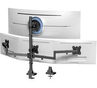 Support pour Moniteur 4 Écrans Jusqu’à 49 Pouces Ultra-Wide & 3X 27 Pouces sur Supports Inférieurs, Réglable en Hauteur, VESA 75/100, Noir