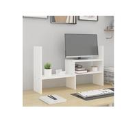 Support pour moniteur Blanc (39-72)x17x43 cm Bois de pin solide 814010