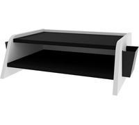 Support pour moniteur LEVIRA Butley 50x38 cm Noir et Blanc - Base élévatrice pour écran, table d'appoint compacte et ergonomique pour bureau ou espace de travail
