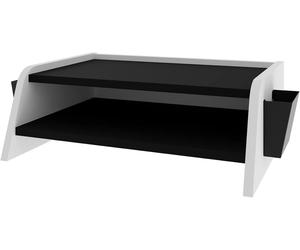 Support pour moniteur LEVIRA Butley 50x38 cm Noir et Blanc - Base élévatrice pour écran, table d'appoint compacte et ergonomique pour bureau ou espace de travail