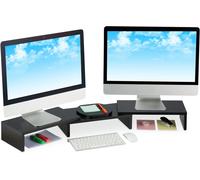 Support Pour Moniteur, Pour 2 Écrans, Réglable, Travail Ergonomique, Rehausseur D'Écran, Bureau, Caisse, Noir