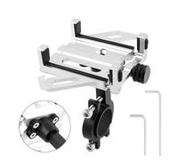 Support pour moto Aluminium Léger Anti-Chute pour Guidon 22-35mm | Alliage aluminium oxydation, verrouillage 5 griffes, anti- pour chute terrain, compatible 4.5-7 pouces, robuste(Silver)