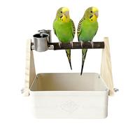 Support pour oiseaux - Avec double bol - Perchoir - Jouet à gratter - Pour perruches, calopsittes, colibri, colombe, perruche moine, inséparable - Jardin extérieur