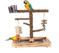 Support pour Oiseaux avec mangeoires - Perchoir en Bois pour Dressage de canaris, Conures, inséparables, perruches - pour Jouer à l'intérieur et à l'extérieur