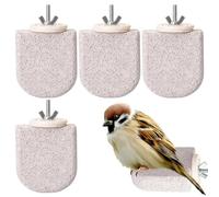 Support pour oiseaux en pierre - Perchoir givré de 7 x 6,5 cm pour exercice, mastication, soins avec fonction d'entraînement, bâton de cage pour calopsitte inséparable, nid de perroquet, minéral
