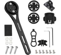 Support pour ordinateur de vélo intégré,en alliage d'aluminium,compatible avec Cateye,Garmin,Bryton,GoPro,support de vélo pour caméras d'action et lumière (noir)