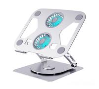 Support pour ordinateur portable à 2 ventilateurs avec rotation à 360 degrés et réglage de la hauteur de 50 mm à 290 mm pour tous les utilisateurs Support réglable pour ordinateur portable