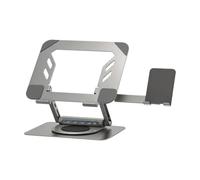 Support pour ordinateur portable avec extension USB en façade | Avec support Phonw, base rotative, cadre pliable et configuration du flux de travail d'écran divisé