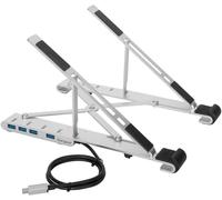 Support Pour Ordinateur Portable Avec Hub Usb-A Intégré ¿ Support Pc Portable Pour Travailleurs Hybrides ¿ Station De Travail Avec Ports Intégrés ¿ Gris,Awu100205Gl