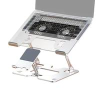 Support pour ordinateur portable avec porte-téléphone portable, base de refroidissement réglable à 5 hauteurs pour ordinateur portable et téléphone | support antidérapant pour PC, pour bureau, maison