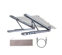 Support pour ordinateur portable avec station d'accueil - Hub Uśb-c 8 en 1 | Support en aluminium pour ordinateur portable avec de données 5 Gbit/s et 4K, support pliable pour ordinateur