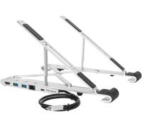 Support Pour Ordinateur Portable Avec Station D'Accueil Intégrée \U2013 Support Pliable Pour Pc Et Macbook \U2013 Support Pliant Usb-C Avec Ports \U2013 Argent/Noir, Awu100005Gl