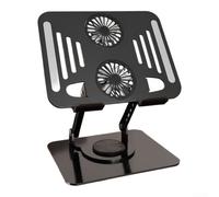 Support pour ordinateur portable en acier carbone avec rotation fluide à 360 degrés et refroidissement efficace du ventilateur pour ordinateurs portables jusqu'à 17" (noir)