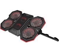 Support pour ordinateur portable, FN-41, éclairé, avec ventilateur, noir/rouge, Marvo, avec hub 2 ports