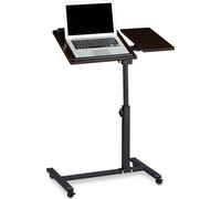 Relaxdays Table ordinateur portable hauteur réglable XL 95 x 60 x 40 cm bois support avec 4 roulettes tablettes noir
