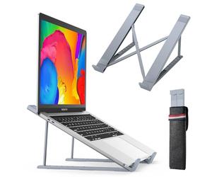 Support pour Ordinateur Portable, Support Ordinateur Portable Réglables en Hauteur sur 6 Niveaux, Bureau d'ordinateur Ventilé en Aluminium pour Ordinateur Portable 9-17'' - Gris