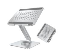 Support pour ordinateur portable - Support pour ordinateur portable - Pliable - Améliorez le confort D - Arbre rotatif, socle de refroidissement de bureau en alliage d'aluminium pour ordinateur