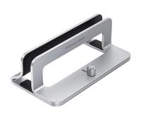 Support vertical pour MacBook, ordinateur portable ou tablette, en aluminium argenté.